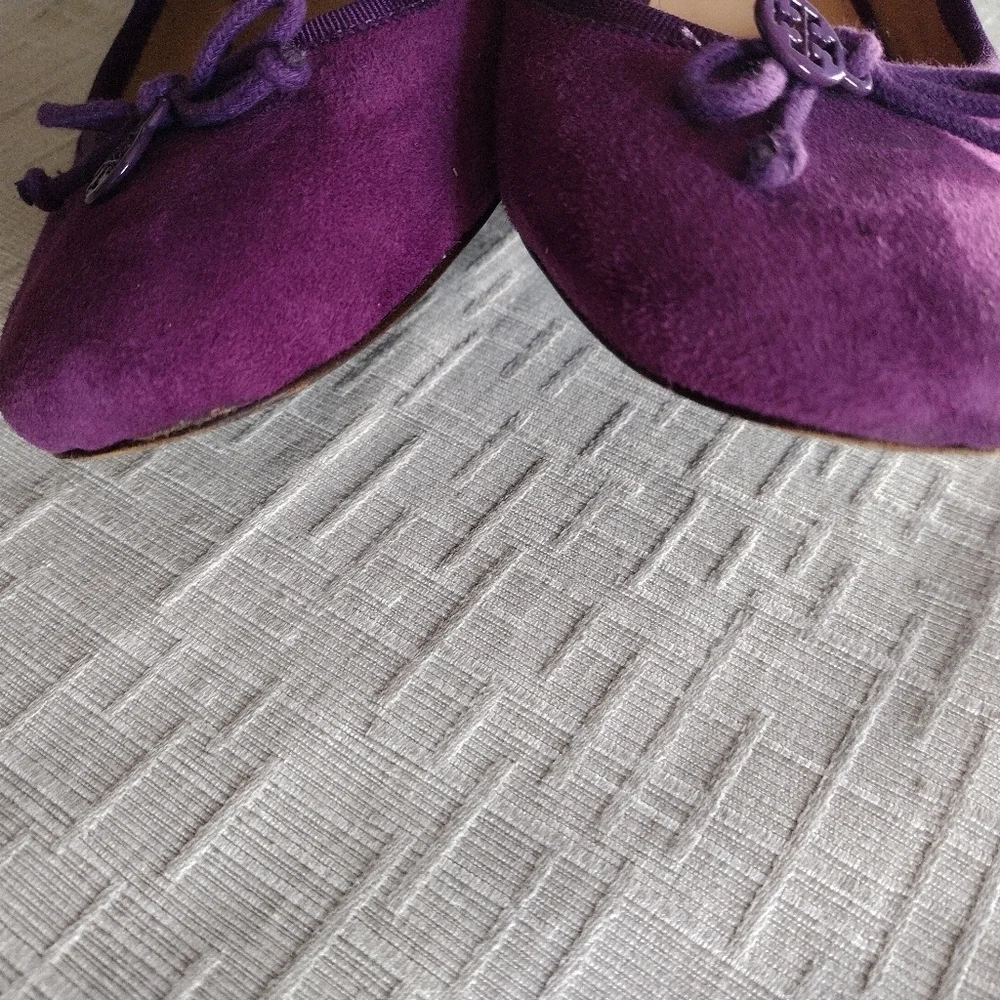 TORY BURCH Chelsea 45 shoho lux suede grape purple pump wedge shoes Sz 10.5M